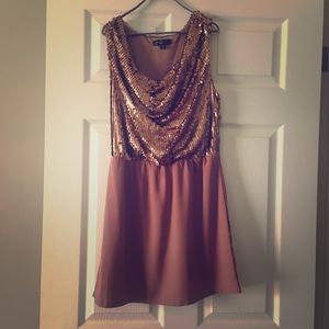 Blush pink and gold sequinned dress